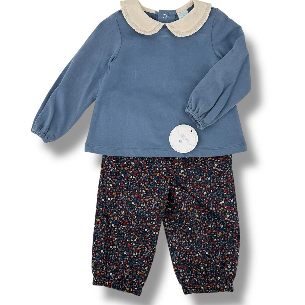 Edgehill Collection Floral Strawberry Peter Pan Collar Outfit Baby Girl Sz 18 M